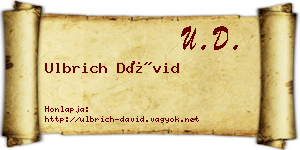 Ulbrich Dávid névjegykártya